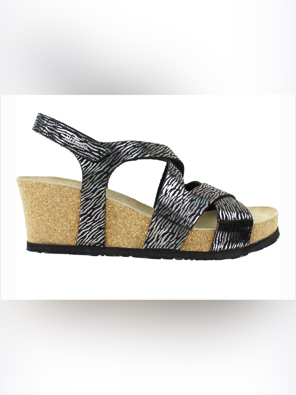 Mephisto NWT Lyla Women's Wedge Heel Sandals Black Zebra Leather Size 39/9